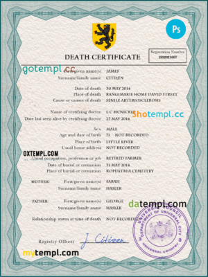 editable template, # apex vital record death certificate universal PSD template