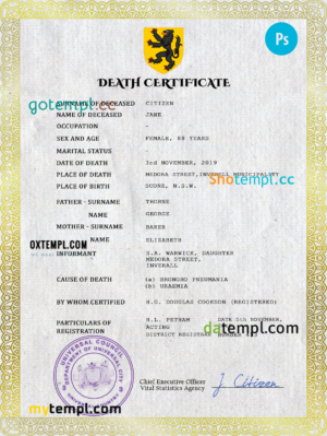 editable template, # broadcast death universal certificate PSD template, completely editable