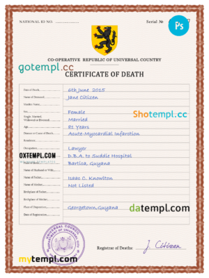editable template, # horizon vital record death certificate universal PSD template