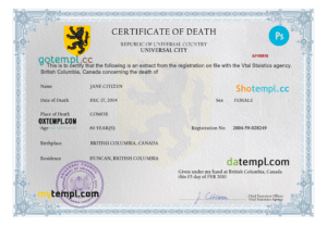 editable template, # united death universal certificate PSD template, completely editable