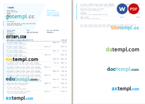editable template, Belgium Wise bank statement Word and PDF template, 2 pages