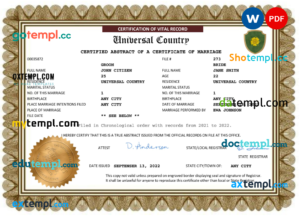 editable template, # smart universal marriage certificate Word and PDF template, completely editable