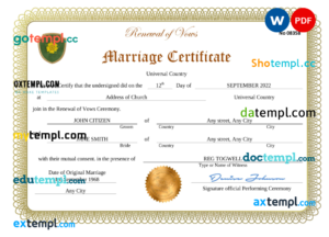 editable template, # romance universal marriage certificate Word and PDF template, completely editable
