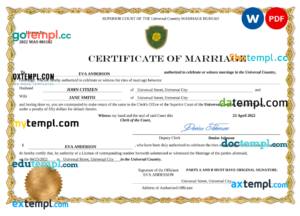 editable template, # shadow universal marriage certificate Word and PDF template, fully editable