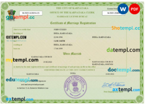 editable template, India marriage certificate Word and PDF template, fully editable