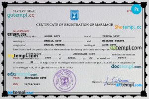 editable template, Israel marriage certificate PSD template, completely editable
