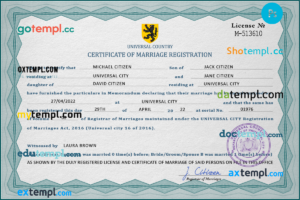 editable template, # affection universal marriage certificate PSD template, completely editable