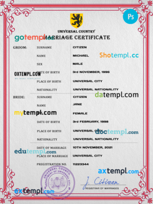editable template, # delight universal marriage certificate PSD template, completely editable