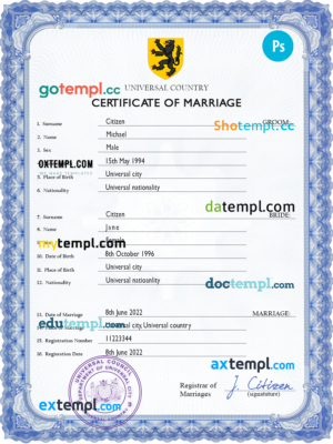 editable template, # lensman universal marriage certificate PSD template, completely editable