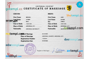 editable template, # micro universal marriage certificate PSD template, fully editable