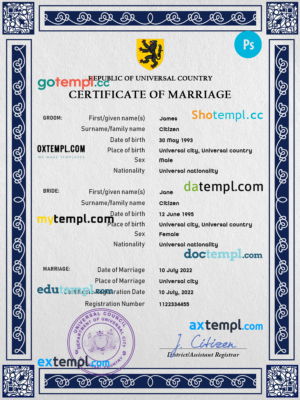 editable template, # sketch universal marriage certificate PSD template, fully editable