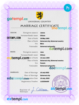 editable template, # snap universal marriage certificate PSD template, completely editable