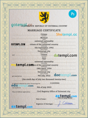 editable template, # soulmate universal marriage certificate PSD template, completely editable
