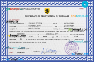 editable template, # tickle universal marriage certificate PSD template, fully editable