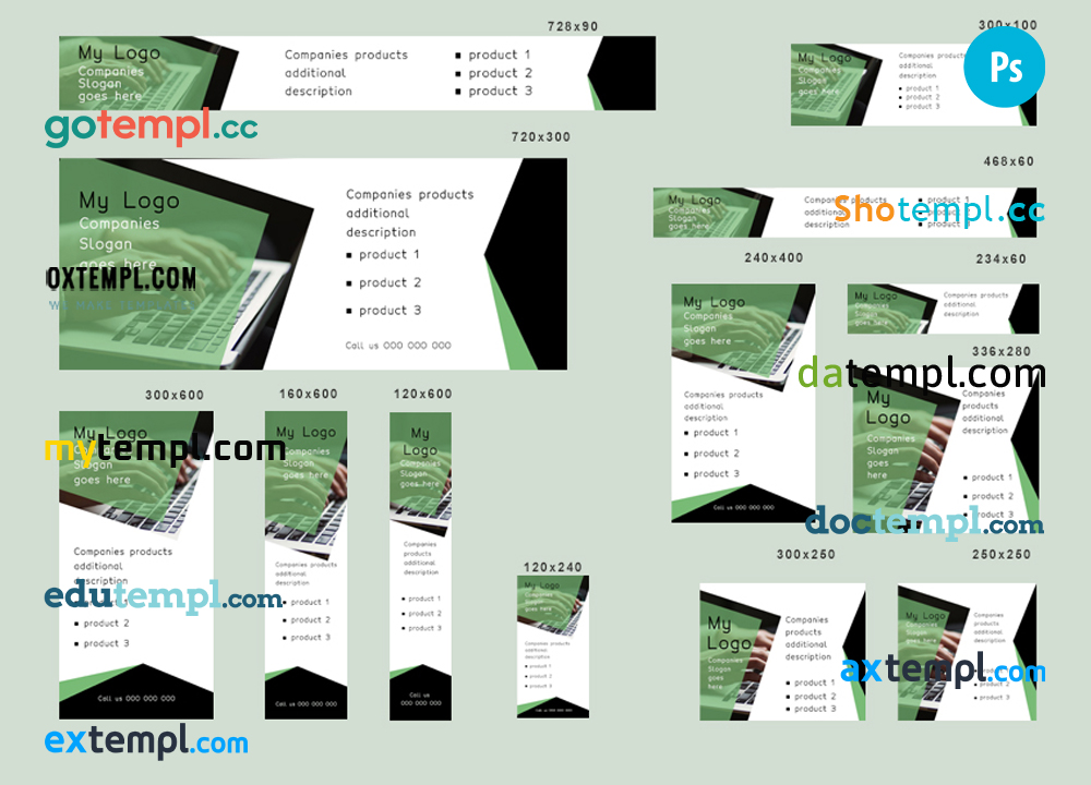FREE editable template, # Informatyx editable banner template set of 13 PSD