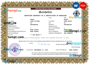 editable template, Seychelles marriage certificate Word and PDF template, fully editable