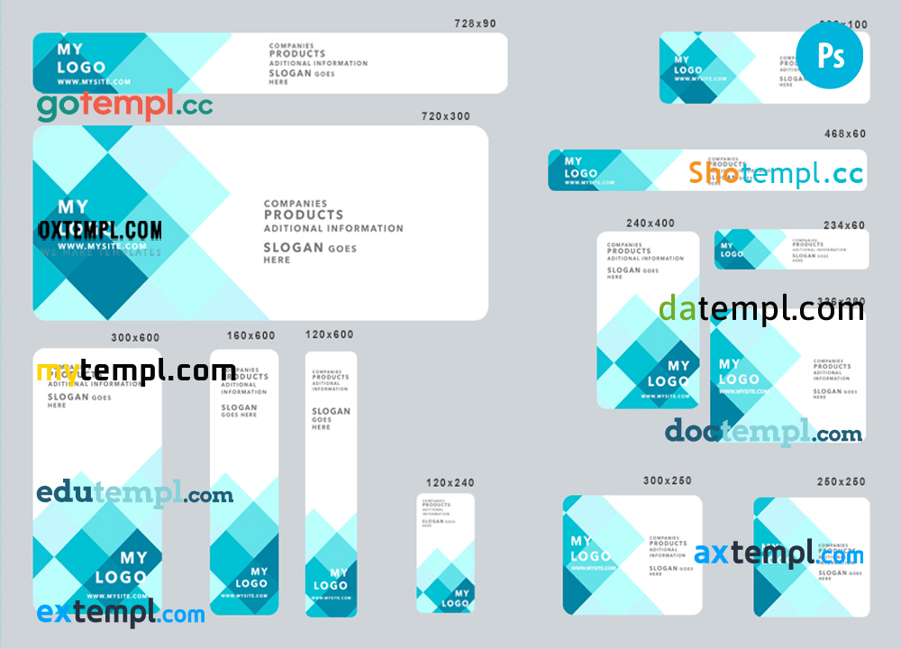 FREE editable template, # cubistic editable banner template set of 13 PSD