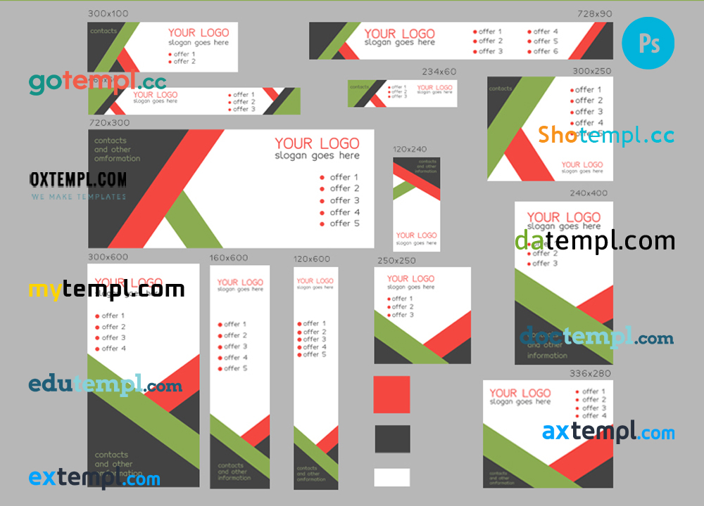 FREE editable template, # flex metric editable banner template set of 13 PSD