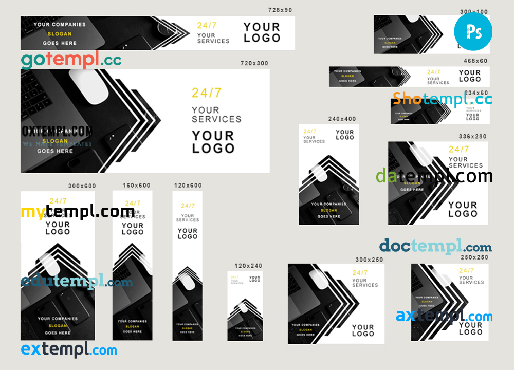FREE editable template, # iconic service editable banner template set of 13 PSD