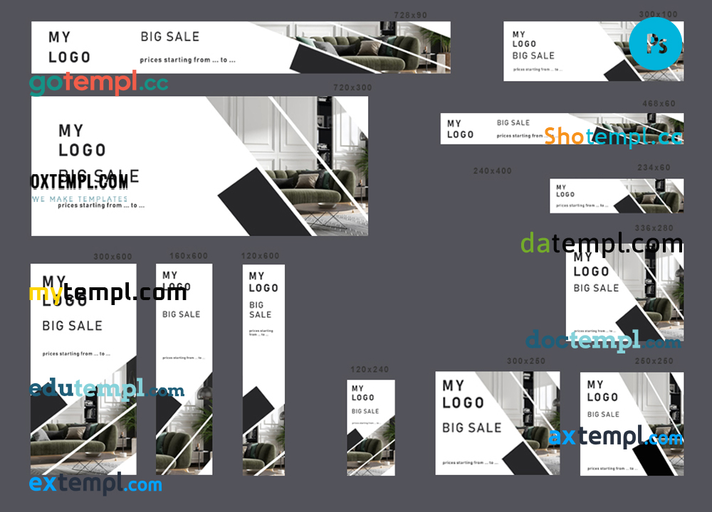 FREE editable template, # interior firm editable banner template set of 13 PSD
