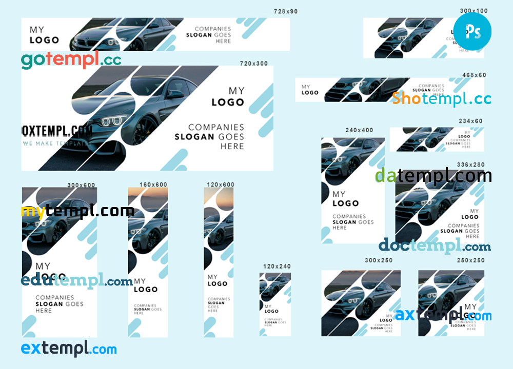 FREE editable template, # pro car editable banner template set of 13 PSD
