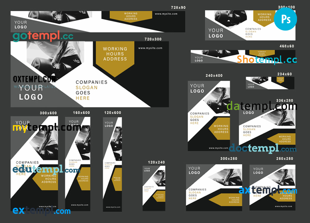FREE editable template, # sport side editable banner template set of 13 PSD