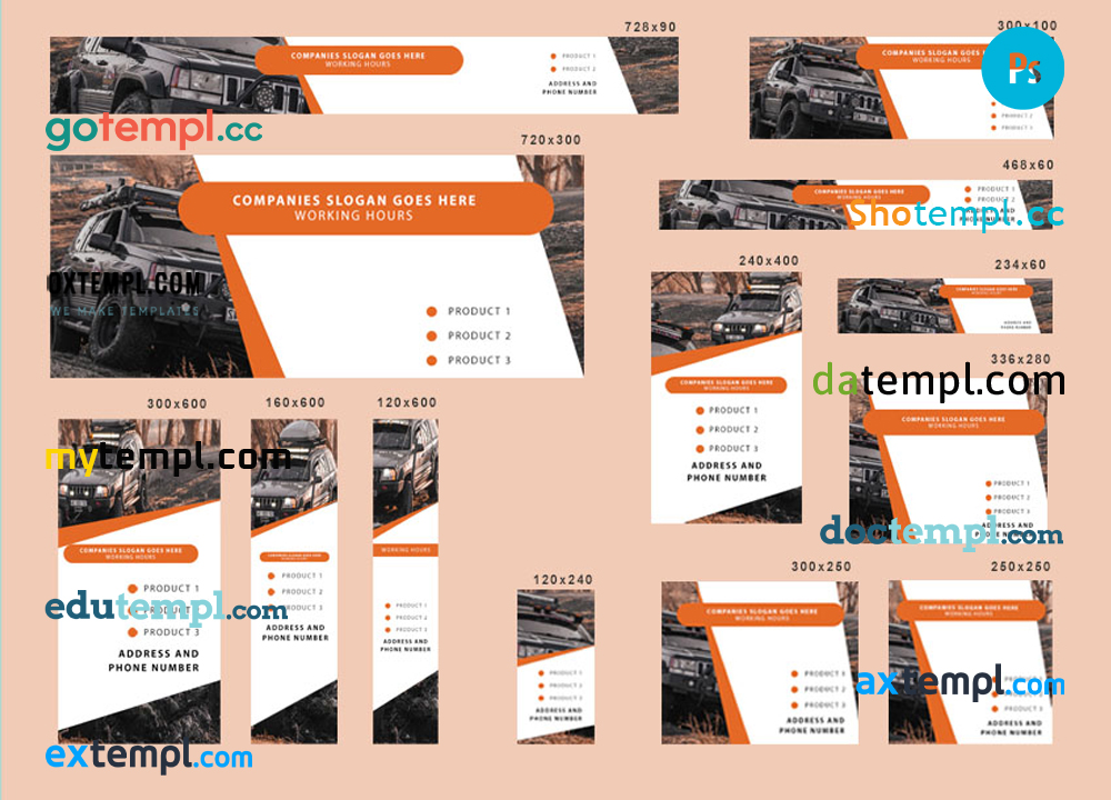 FREE editable template, # transport motion editable banner template set of 13 PSD