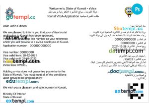 editable template, KUWAIT electronic visa PSD template, fully editable