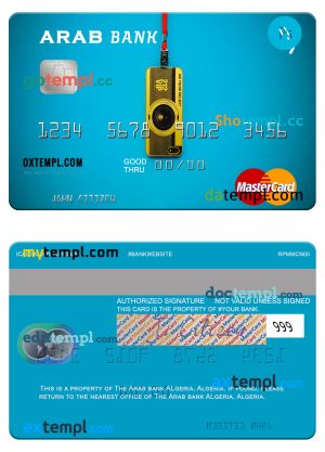 editable template, Algeria Arab Bank Algeria mastercard template in PSD format
