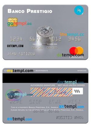 editable template, Angola Banco Prestigio, S.A. mastercard template in PSD format