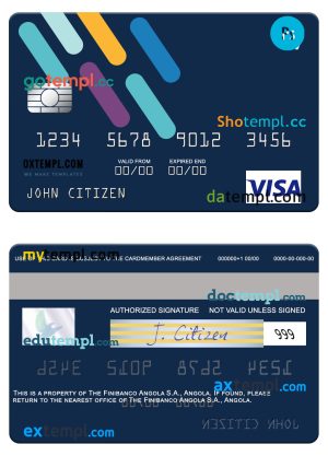 editable template, Angola Finibanco Angola S.A. visa card template in PSD format