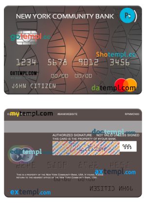 editable template, USA New York Community Bank mastercard template in PSD format