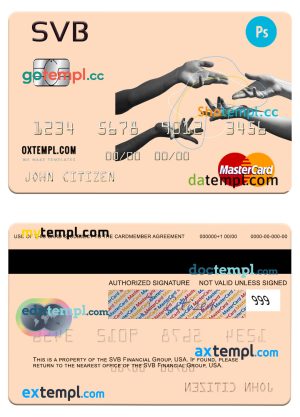 editable template, USA SVB Financial Group mastercard template in PSD format