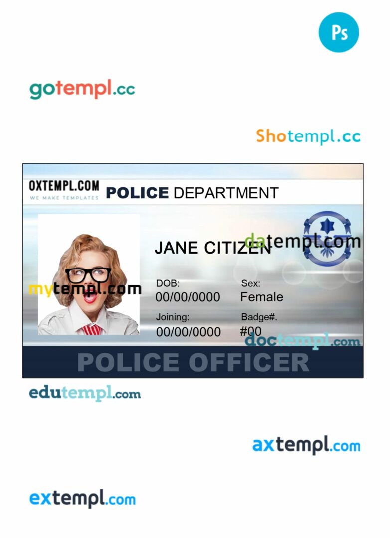 Any country police department ID card PSD template