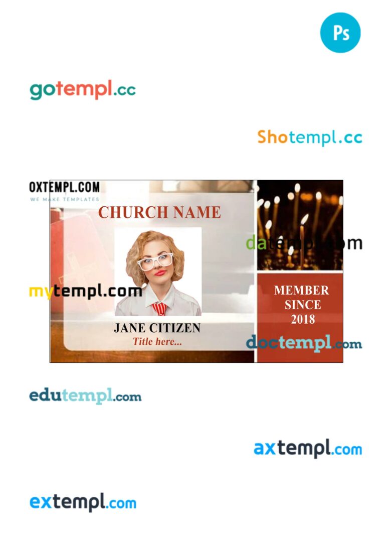 Church ID card PSD template, version 2