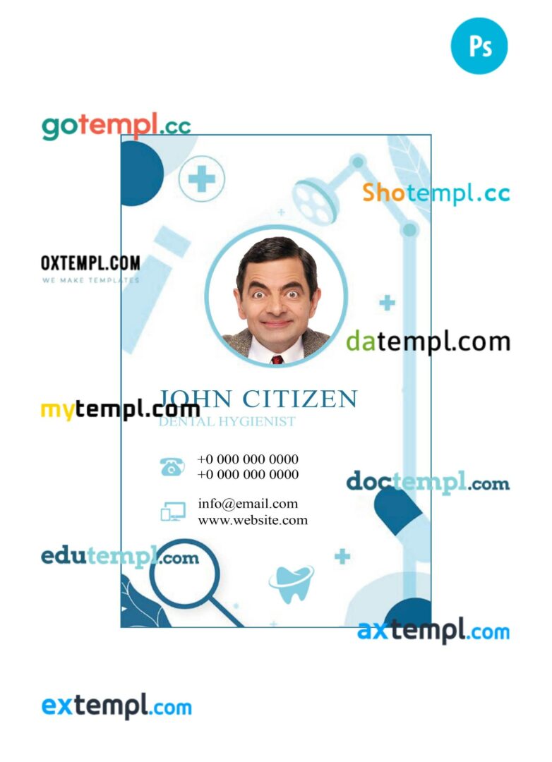 Dental clinic ID card PSD template, version 2