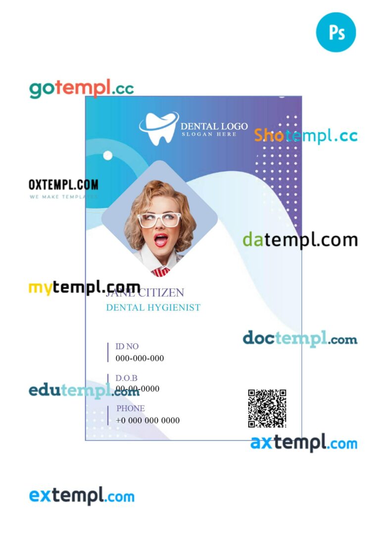 Dental clinic ID card PSD template, version 4