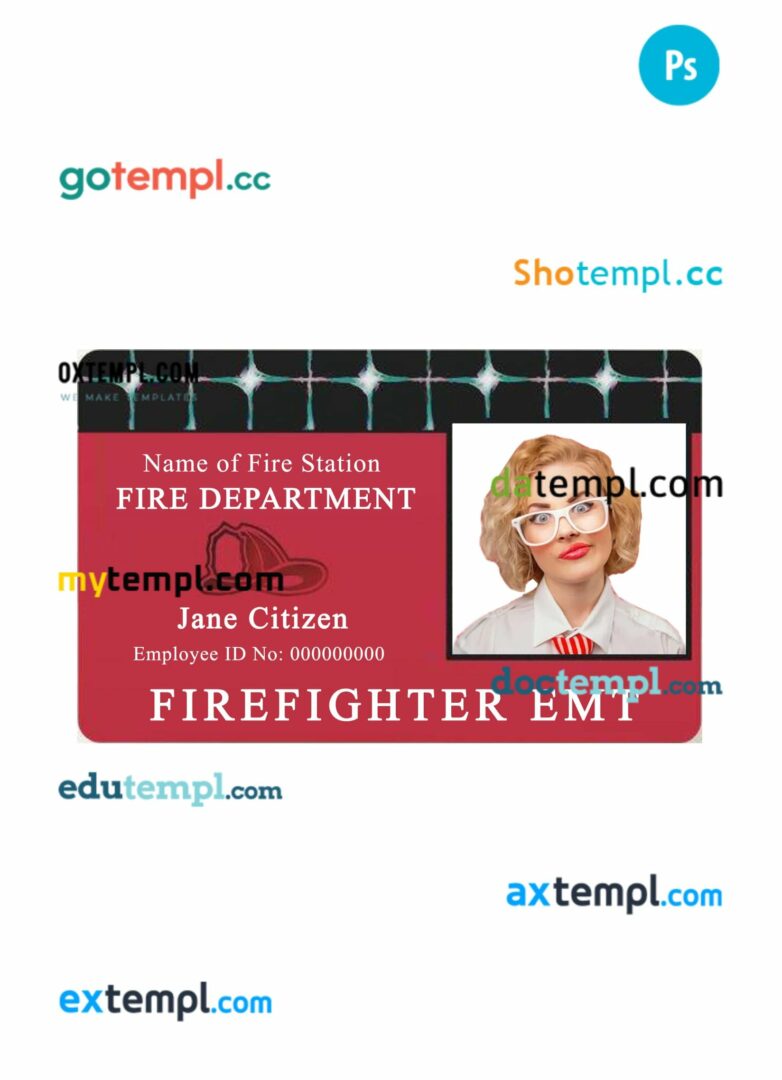 Fire station department ID card PSD template