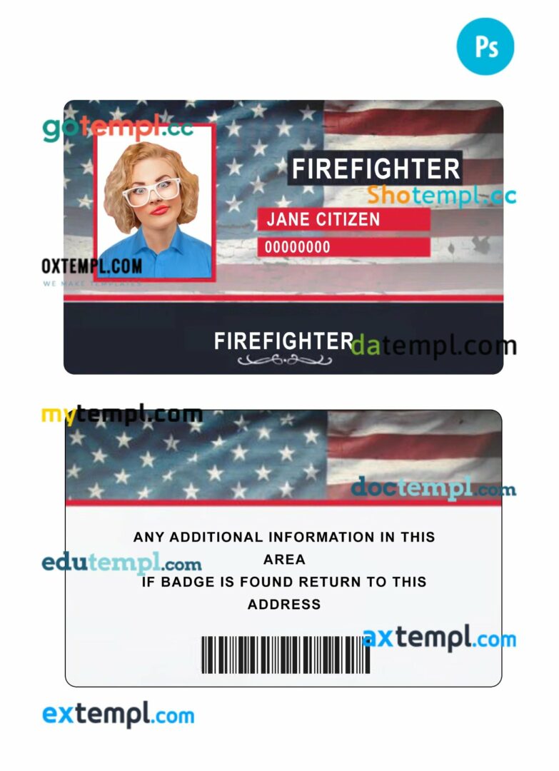 Fire station firefighter ID card PSD template