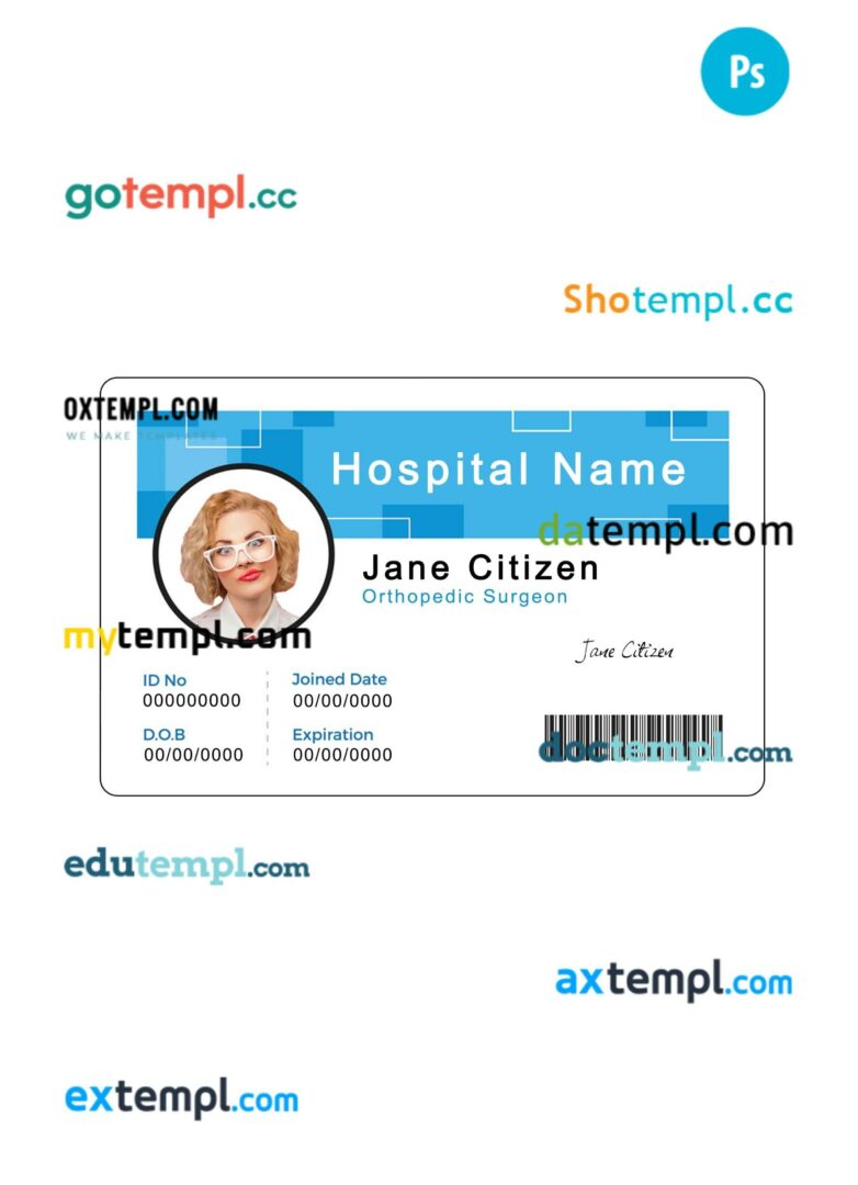 Hospital ID card PSD template