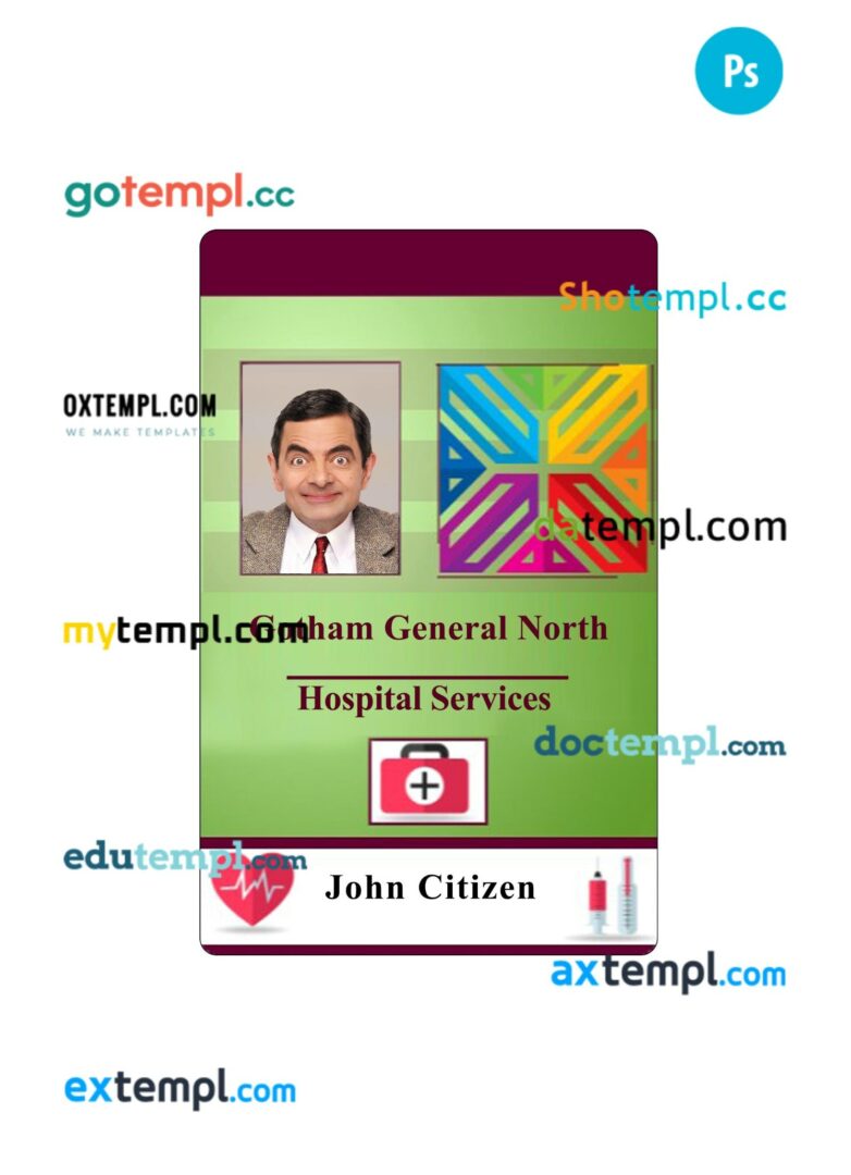 Hospital services ID card PSD template
