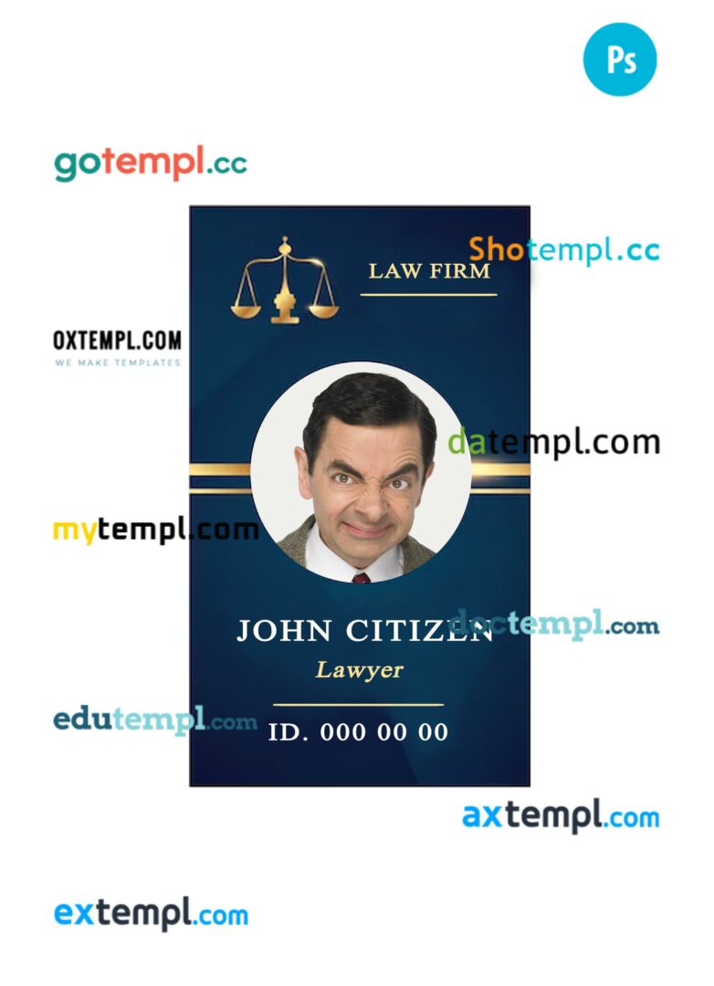 Lawyer ID card PSD template