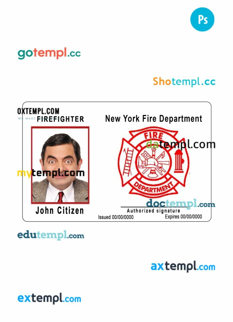 New York fire department ID card PSD template