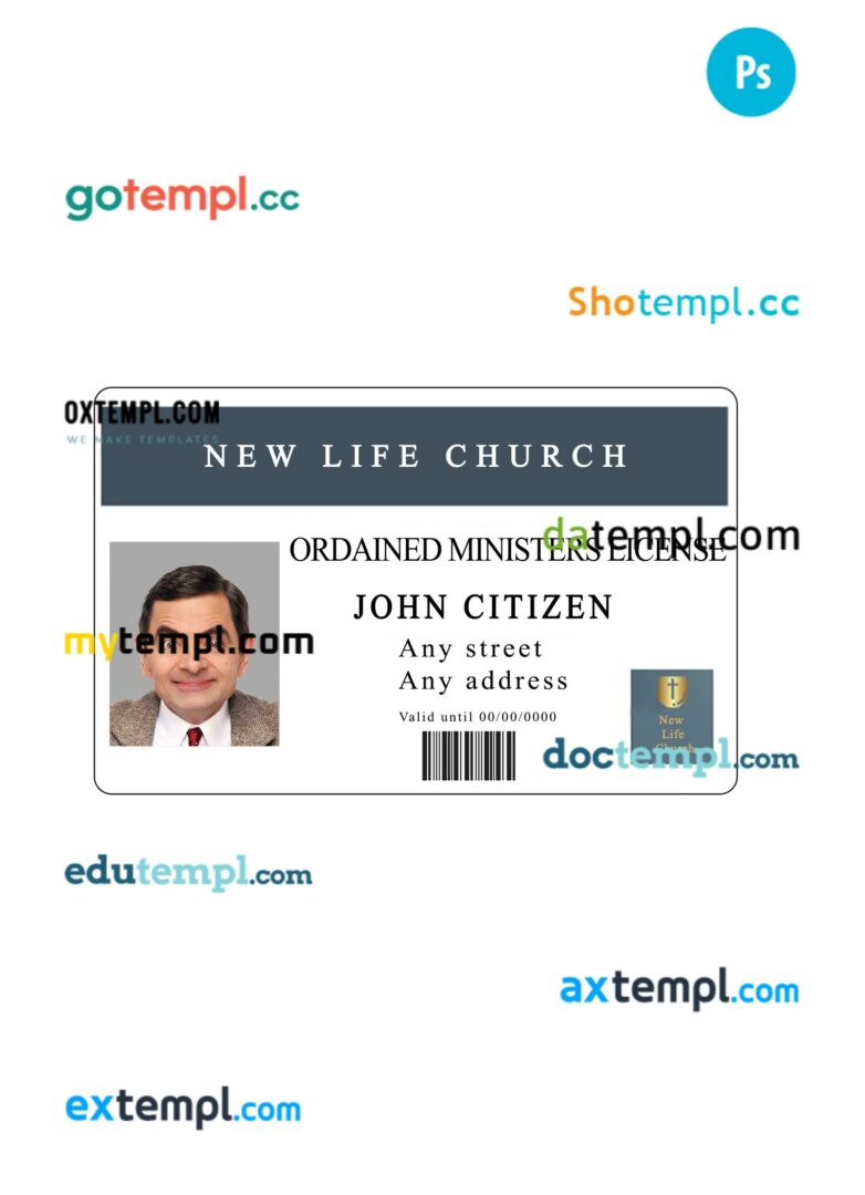 New life church ID card PSD template PSD template