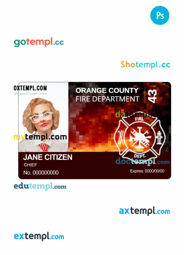 Orange county fire department ID card
