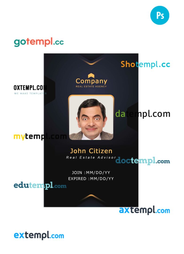 Real estate agency company ID card PSD template