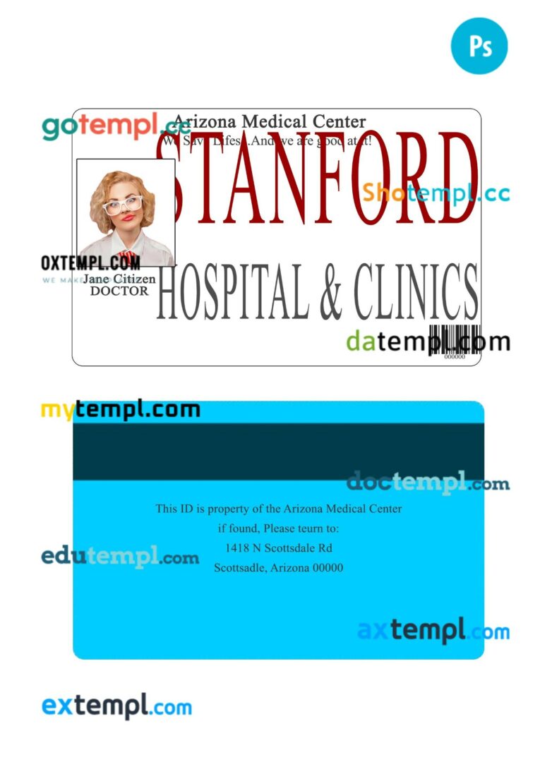 Stanford hospital and clinic ID card PSD template